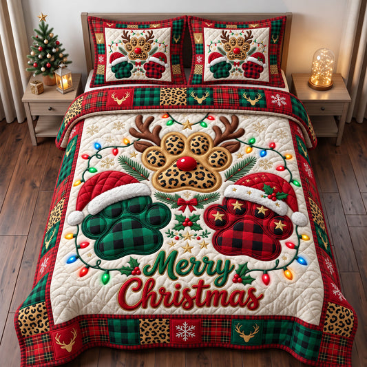 Santa Paws 3-Piece Quilted Bedding Set GFTONMU3891