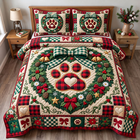 Santa Paws 3-Piece Quilted Bedding Set GFTONMU3893