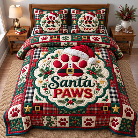 Santa Paws 3-Piece Quilted Bedding Set GFTONMU3894