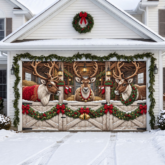 Christmas Reindeer Garage Door Banner GFTONMU3895