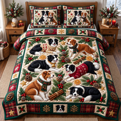 Border Collie 3-Piece Quilted Bedding Set GFTONMU3913