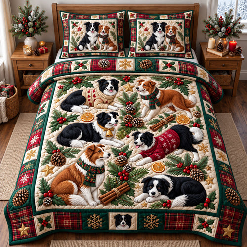 Border Collie 3-Piece Quilted Bedding Set GFTONMU3913