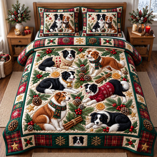 Border Collie 3-Piece Quilted Bedding Set GFTONMU3913