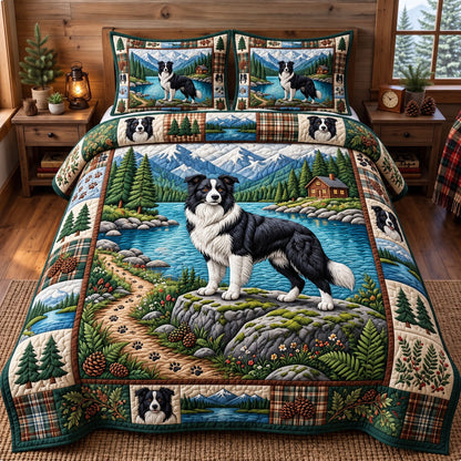Border Collie 3-Piece Quilted Bedding Set GFTONMU3917