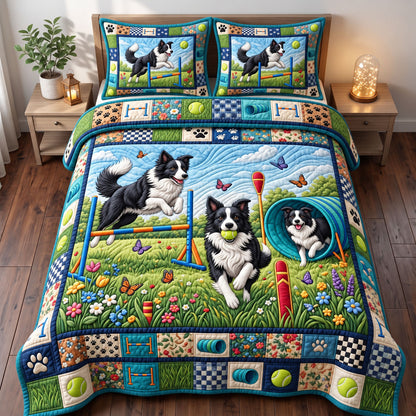 Border Collie 3-Piece Quilted Bedding Set GFTONMU3918