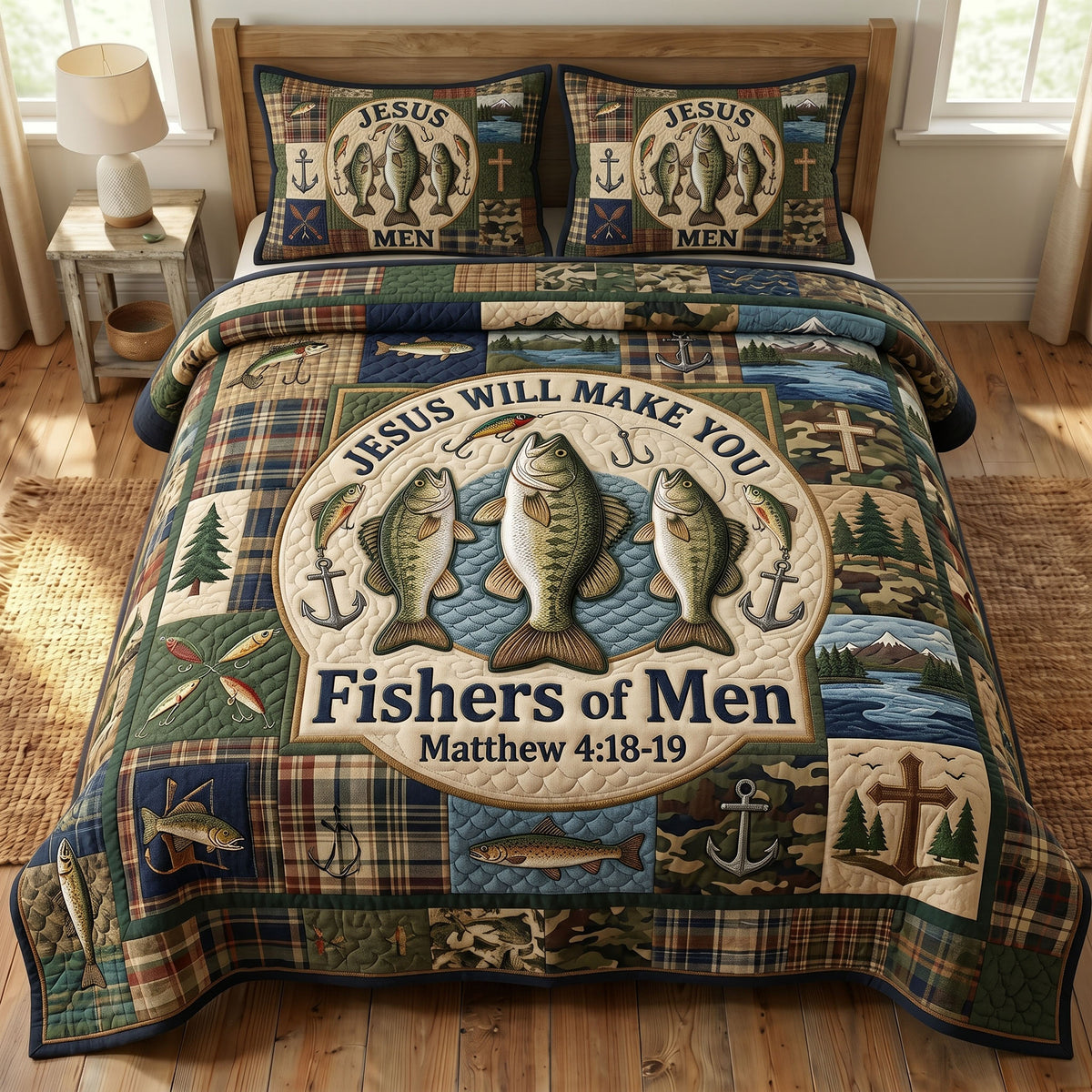 Faithful Fisher 3-Piece Quilted Bedding Set GFTONMU393