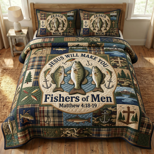 Faithful Fisher 3-Piece Quilted Bedding Set GFTONMU393