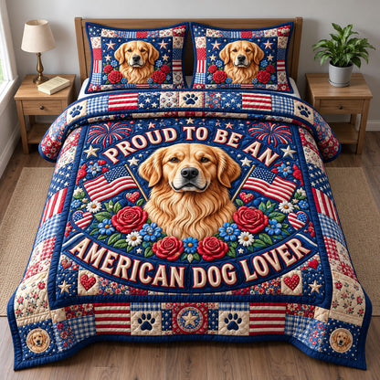 Golden Retrievers 3-Piece Quilted Bedding Set GFTONMU3949