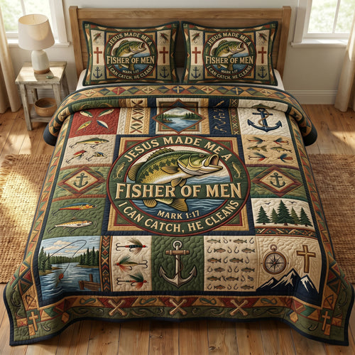 Faithful Fisher 3-Piece Quilted Bedding Set GFTONMU395