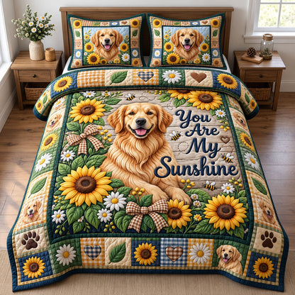 Golden Retrievers 3-Piece Quilted Bedding Set GFTONMU3951
