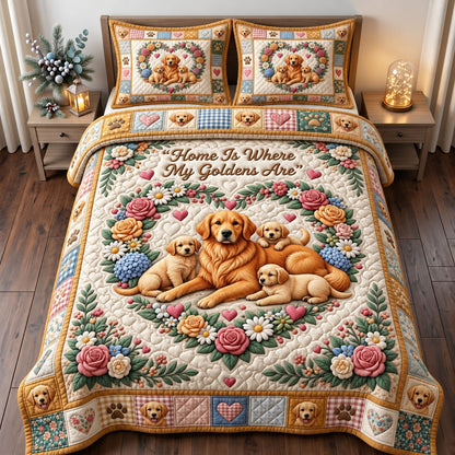 Golden Retrievers 3-Piece Quilted Bedding Set GFTONMU3953