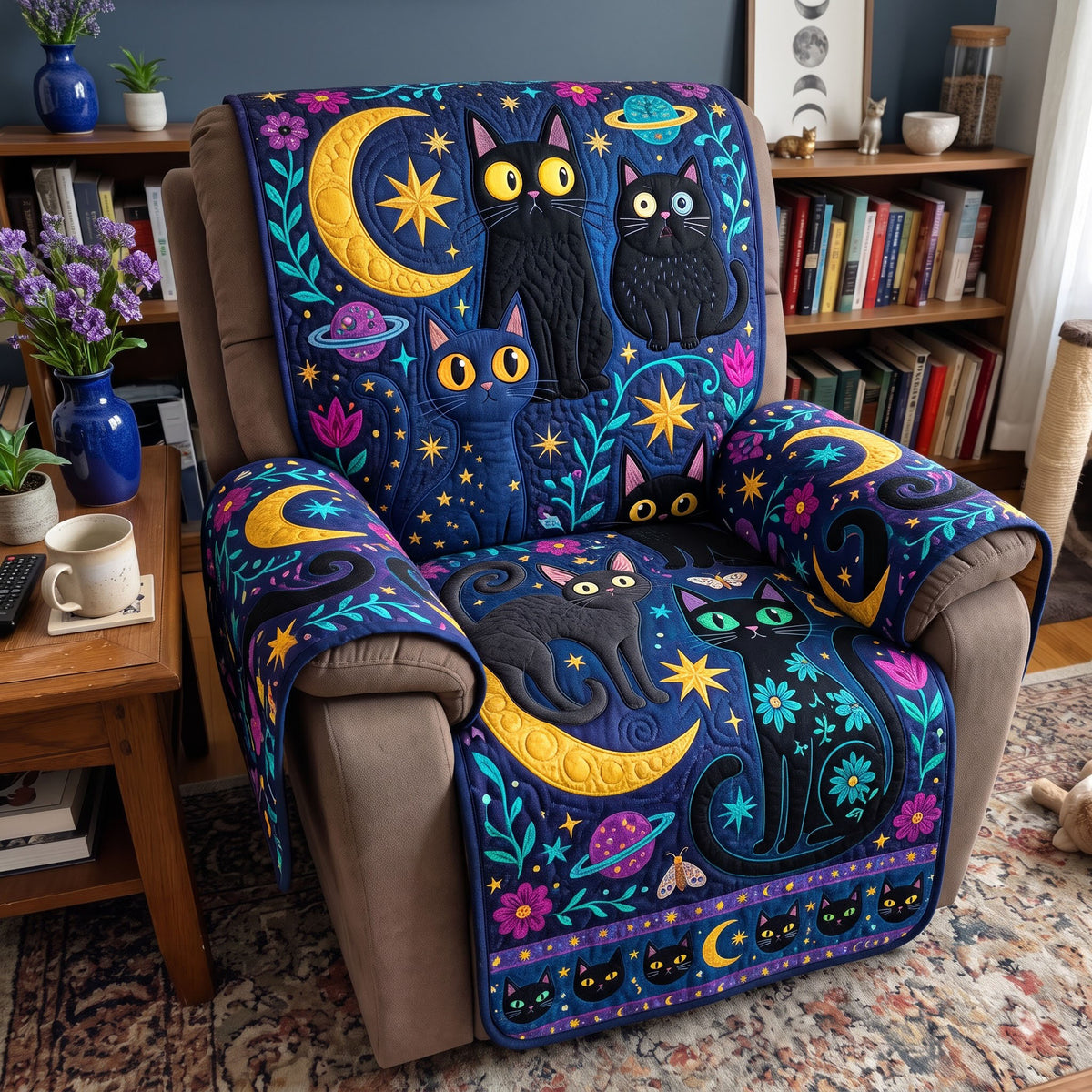 Folk Art Cats Quilted Sofa Cover GFTONMU3970