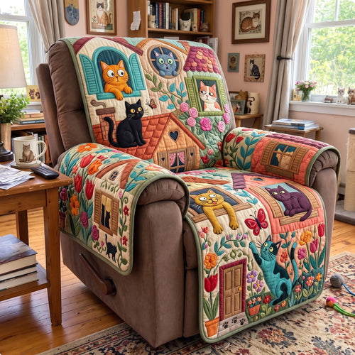 Folk Art Cats Quilted Sofa Cover GFTONMU3971