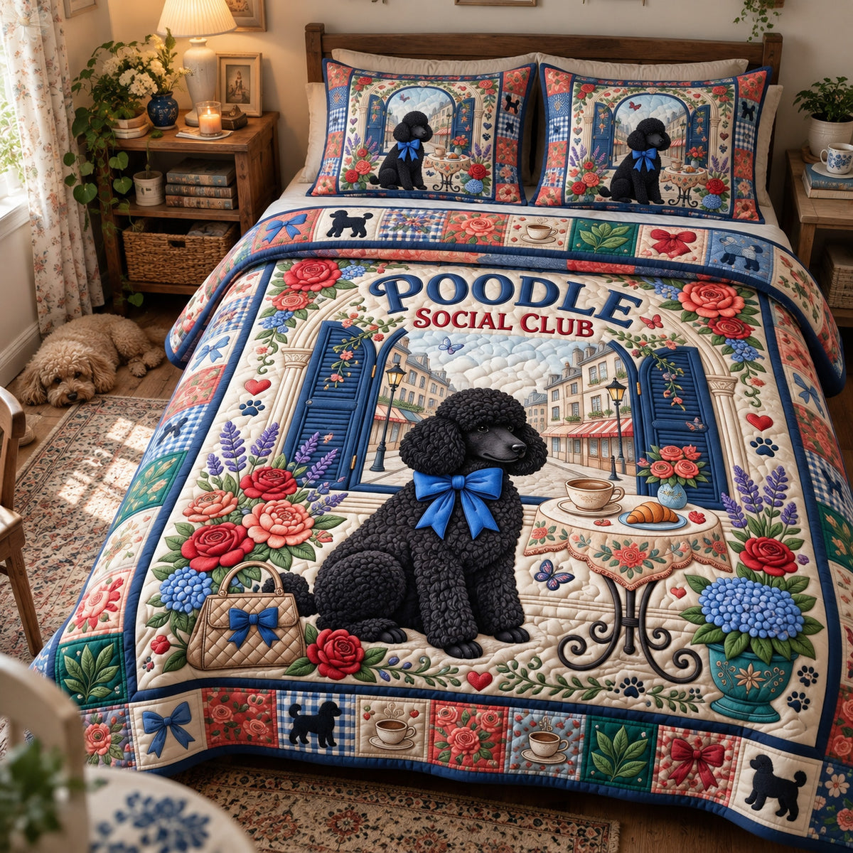 Poodle Lover 3-Piece Quilted Bedding Set GFTONMU3973