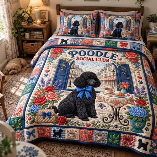 Poodle Lover 3-Piece Quilted Bedding Set GFTONMU3973