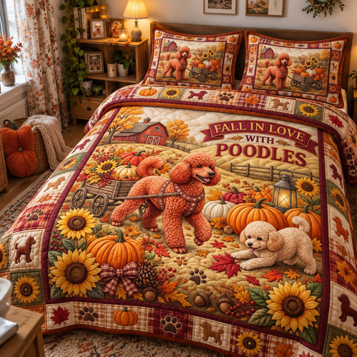 Poodle Lover 3-Piece Quilted Bedding Set GFTONMU3975