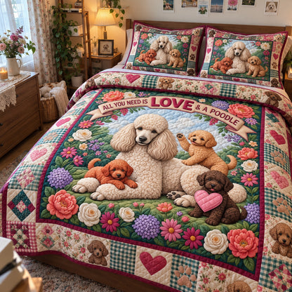 Poodle Lover 3-Piece Quilted Bedding Set GFTONMU3976