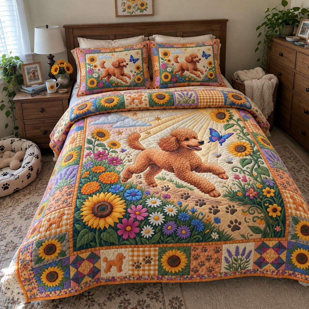 Poodle Lover 3-Piece Quilted Bedding Set GFTONMU3978