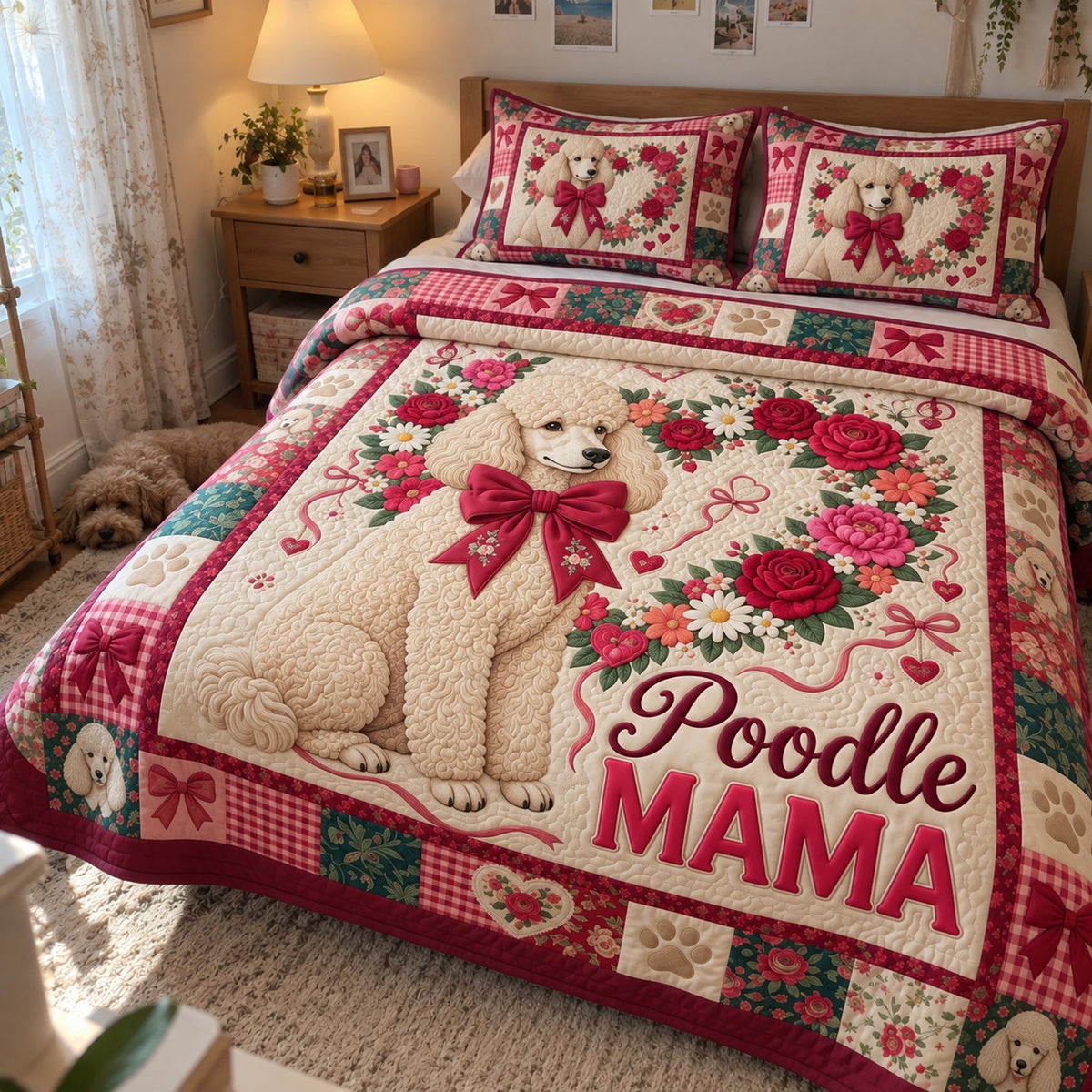 Poodle Lover 3-Piece Quilted Bedding Set GFTONMU3979