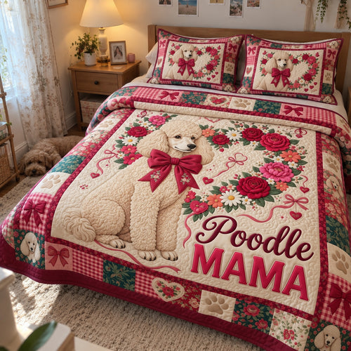 Poodle Lover 3-Piece Quilted Bedding Set GFTONMU3979