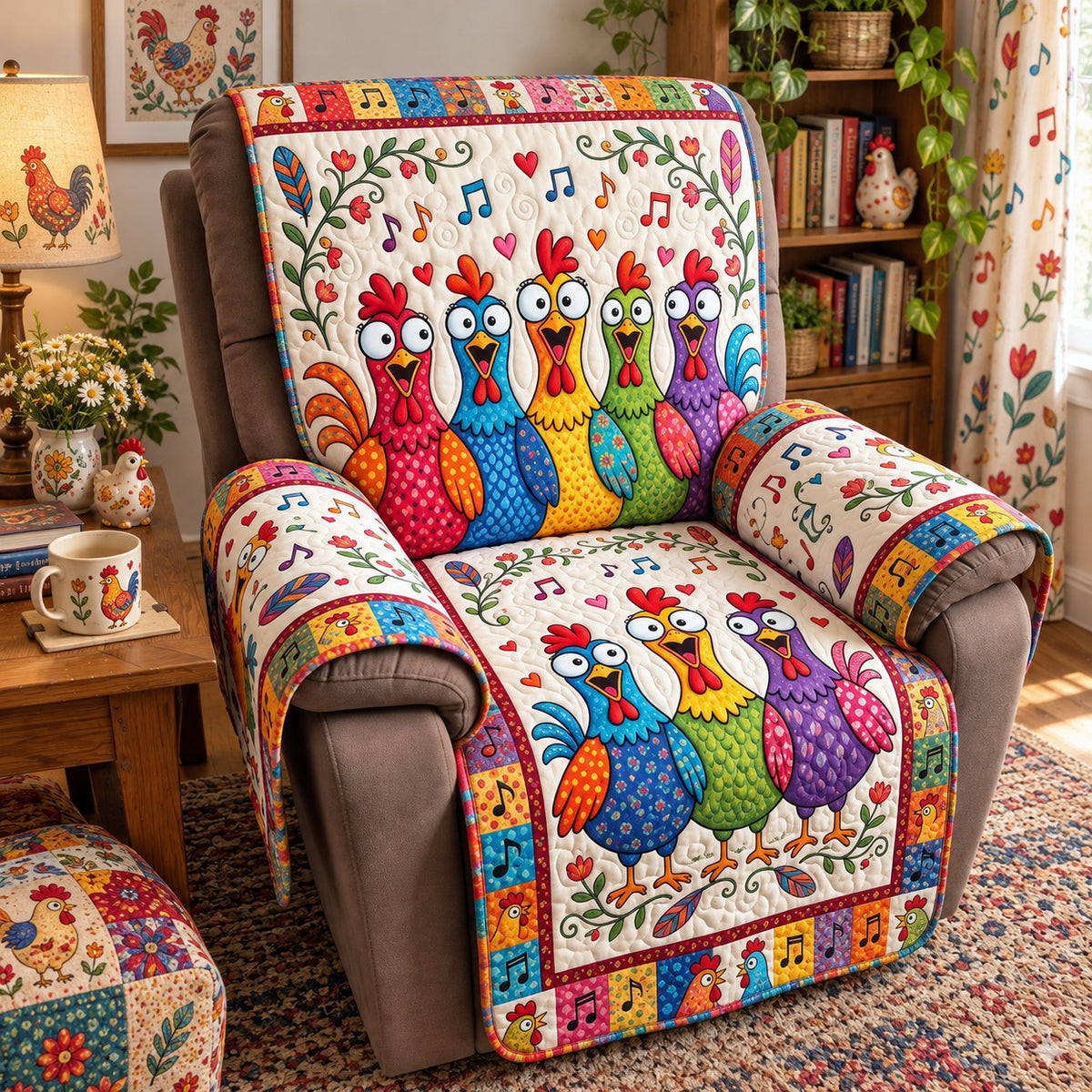 Funny Chicken Quilted Sofa Cover GFTONMU3995