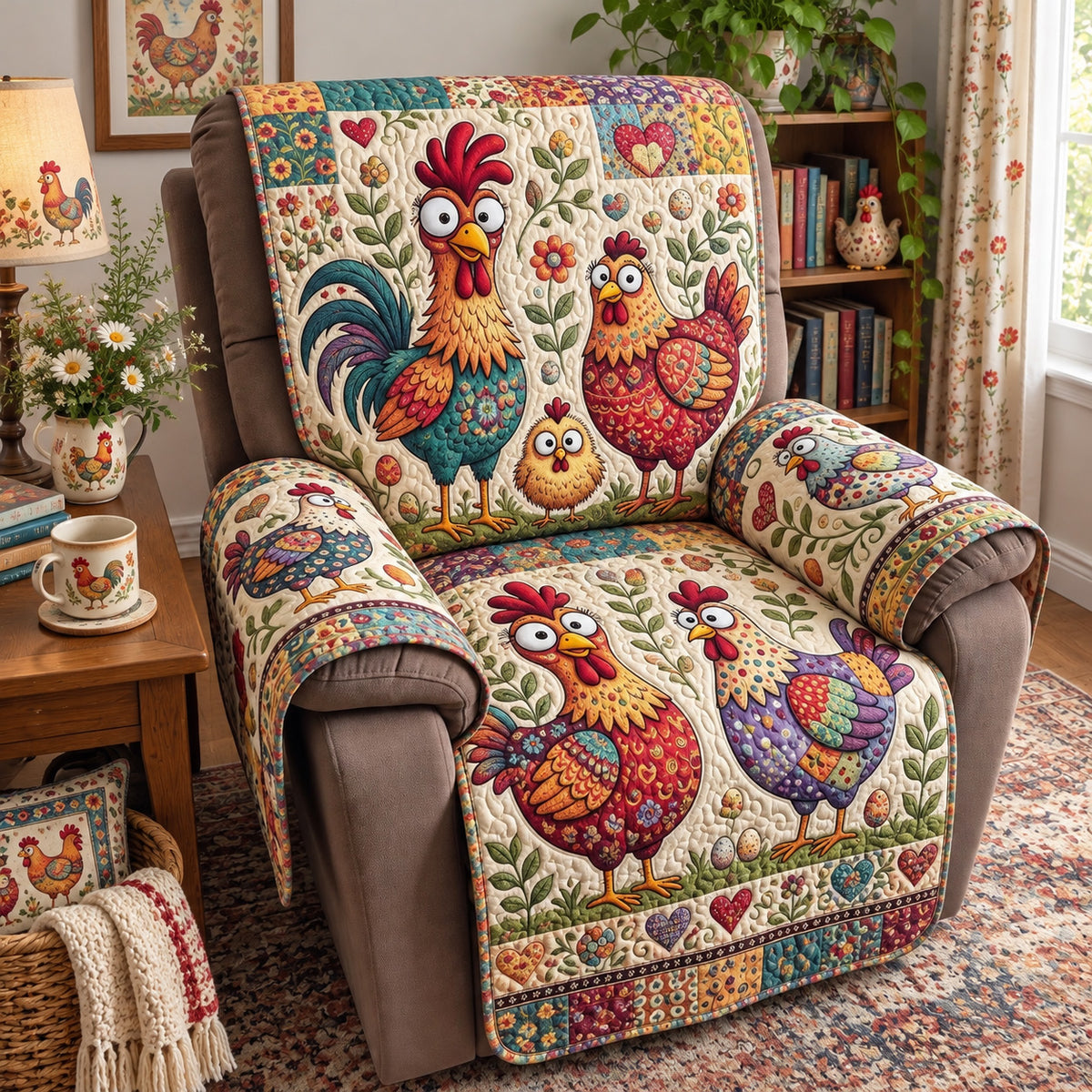 Funny Chicken Quilted Sofa Cover GFTONMU3998