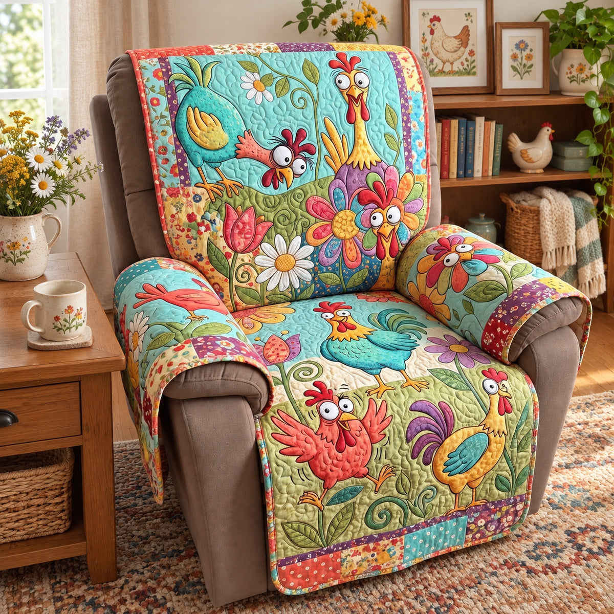 Funny Chicken Quilted Sofa Cover GFTONMU3999