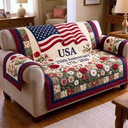 American Pride Quilted Sofa Cover GFTONMU40