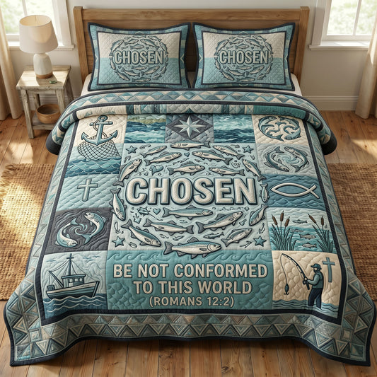 Faithful Fisher 3-Piece Quilted Bedding Set GFTONMU401