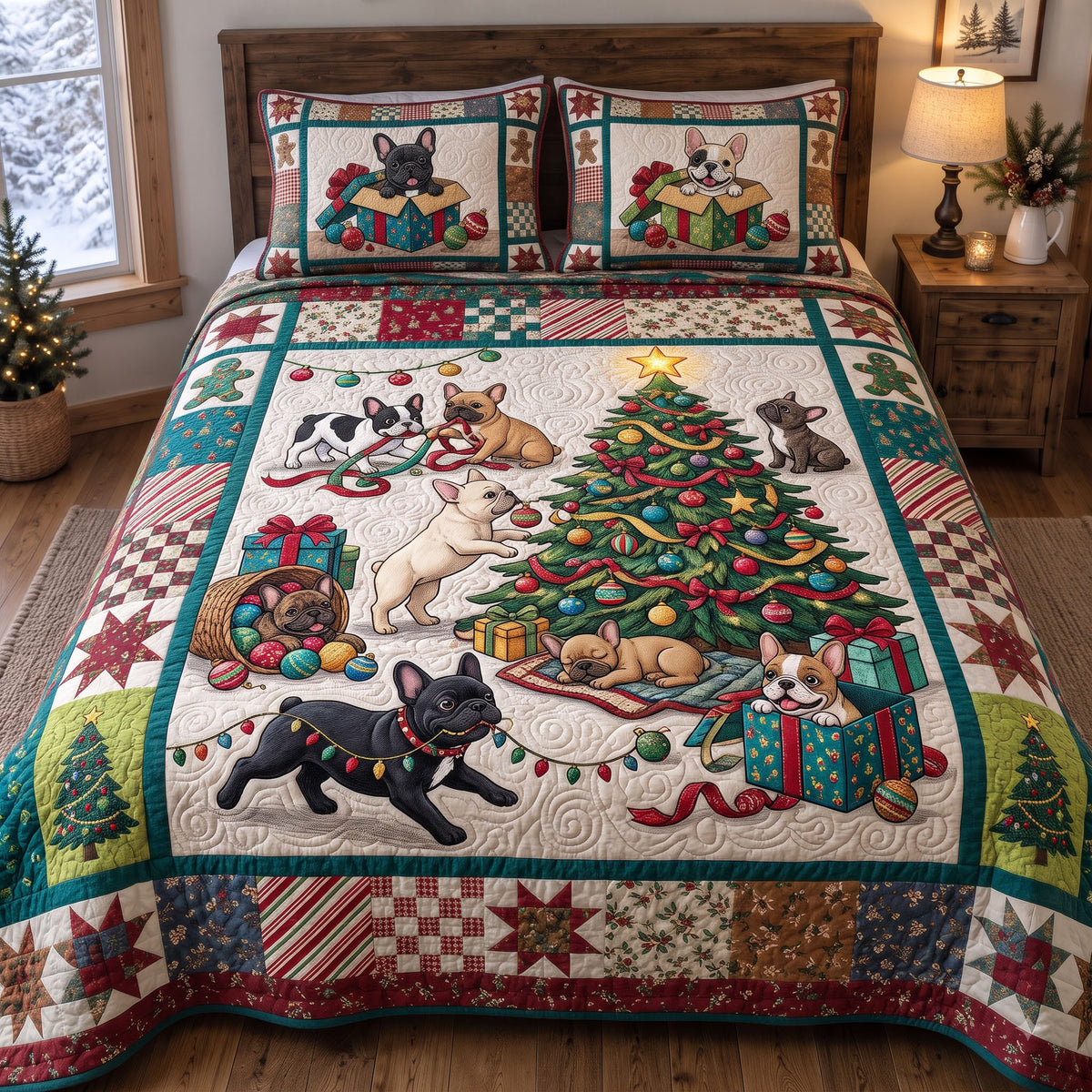 French Bulldog 3-Piece Quilted Bedding Set GFTONMU4012