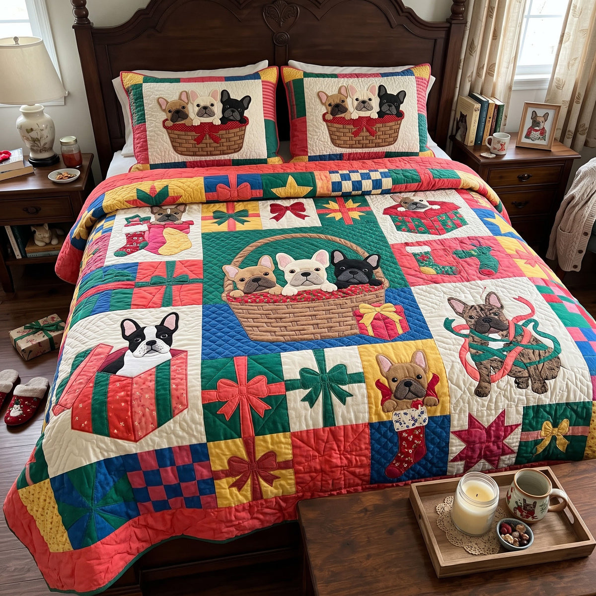 French Bulldog 3-Piece Quilted Bedding Set GFTONMU4017