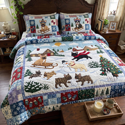 French Bulldog 3-Piece Quilted Bedding Set GFTONMU4018