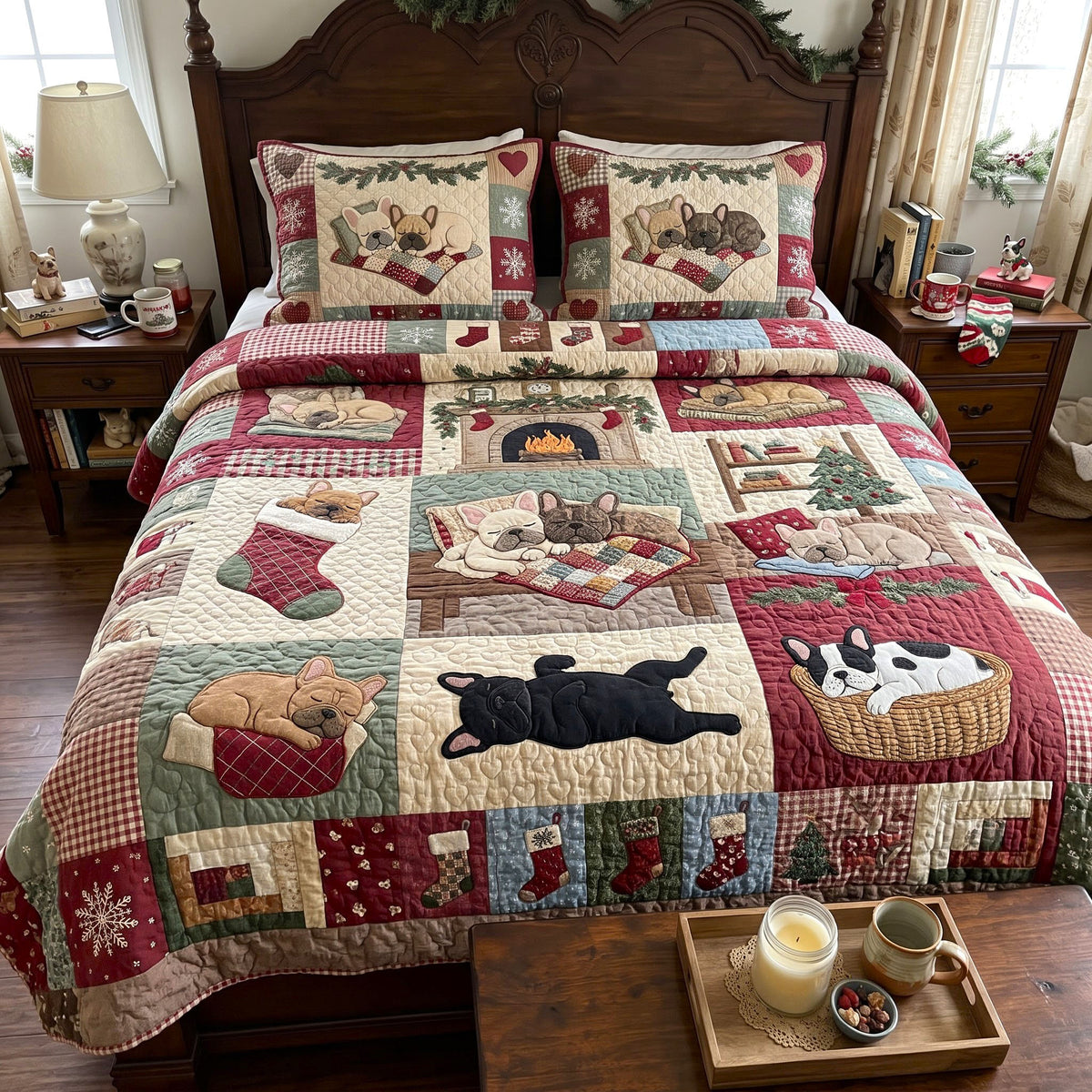 French Bulldog 3-Piece Quilted Bedding Set GFTONMU4019