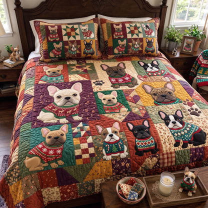 French Bulldog 3-Piece Quilted Bedding Set GFTONMU4020