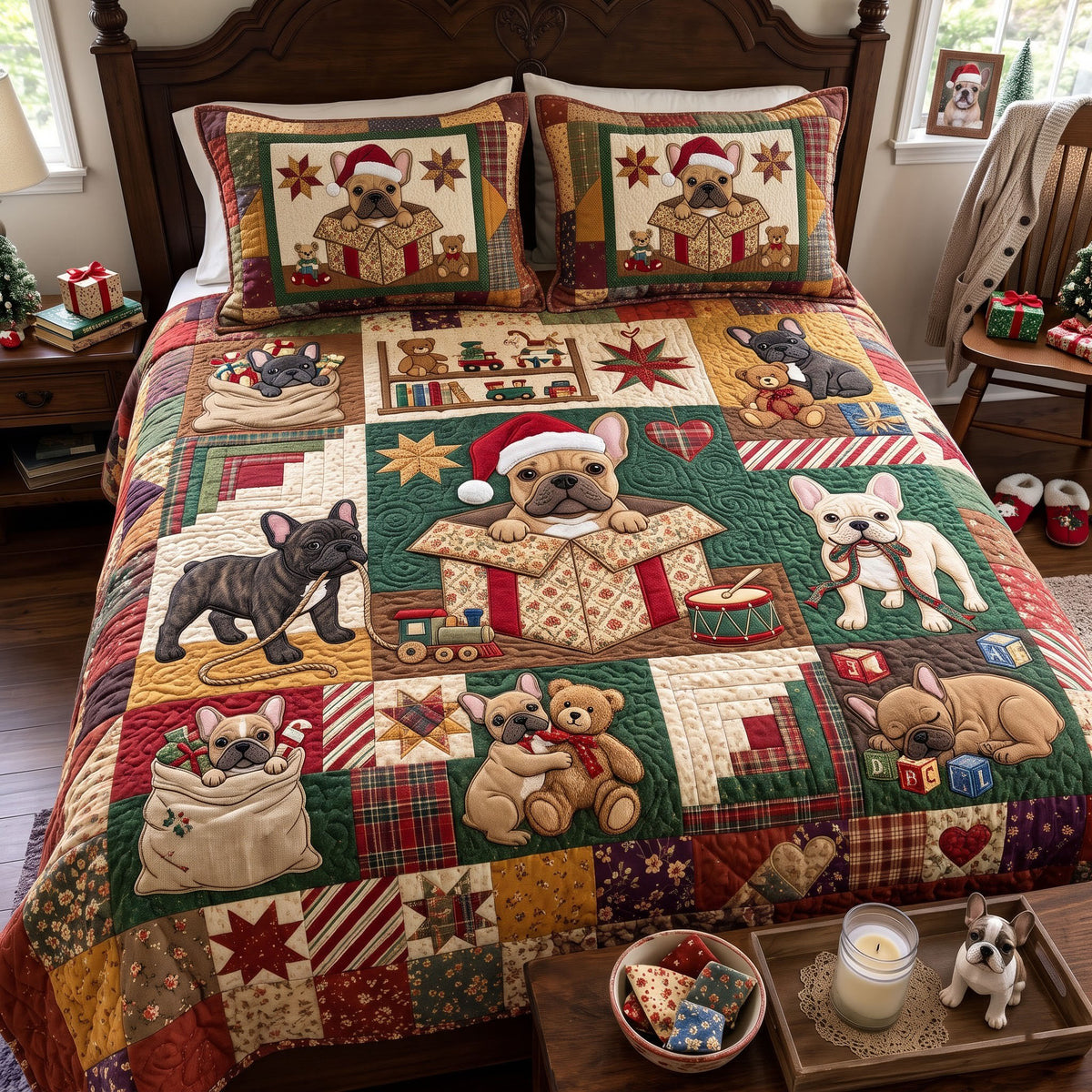 French Bulldog 3-Piece Quilted Bedding Set GFTONMU4021