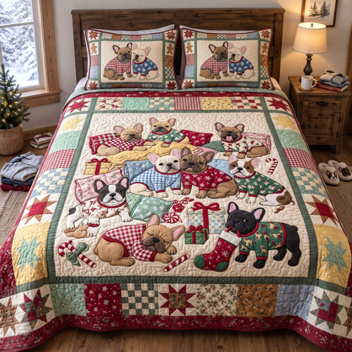 French Bulldog 3-Piece Quilted Bedding Set GFTONMU4022