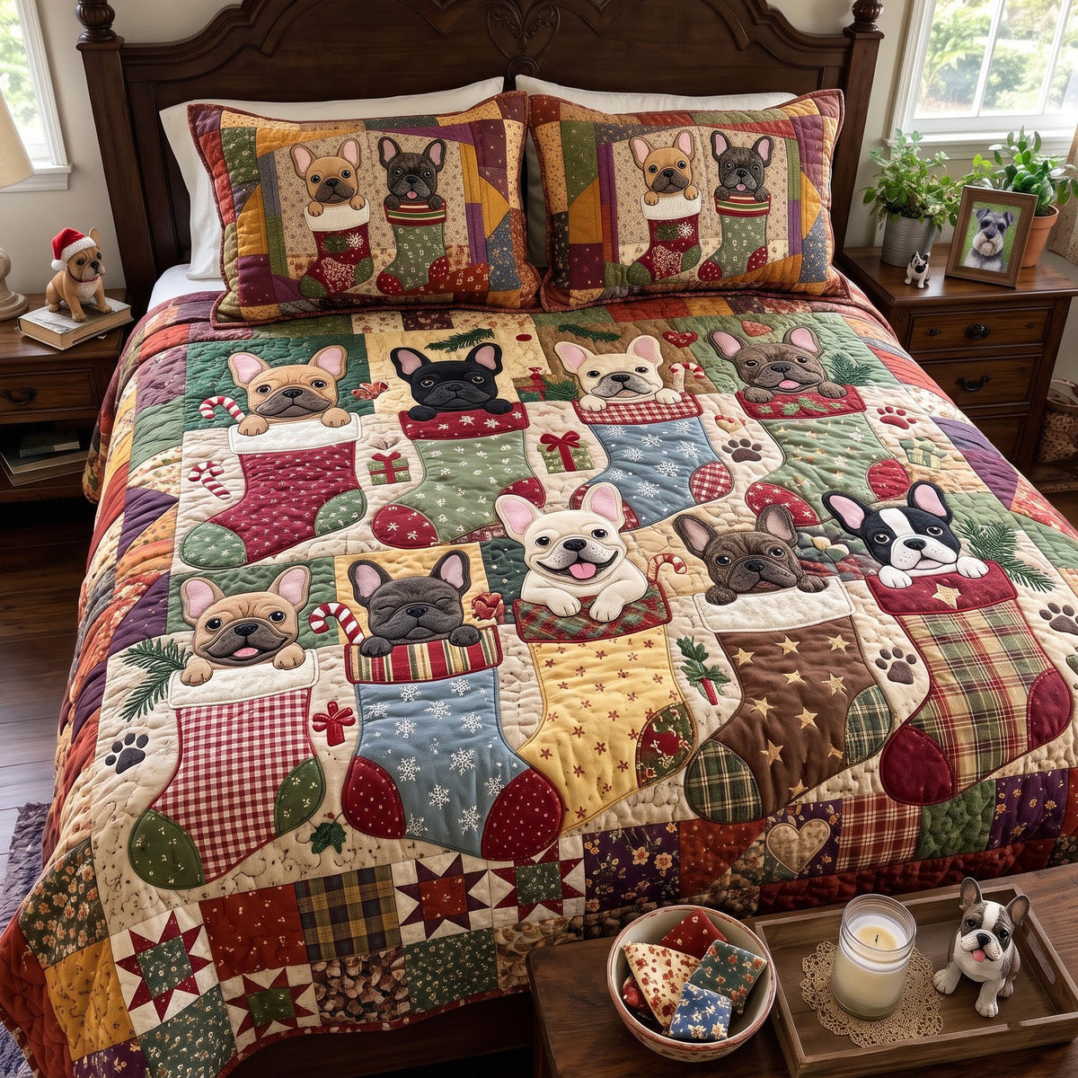 French Bulldog 3-Piece Quilted Bedding Set GFTONMU4023