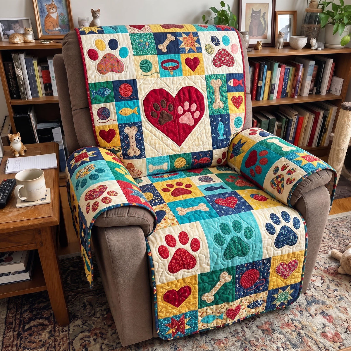 Paw Print Quilted Sofa Cover GFTONMU4026