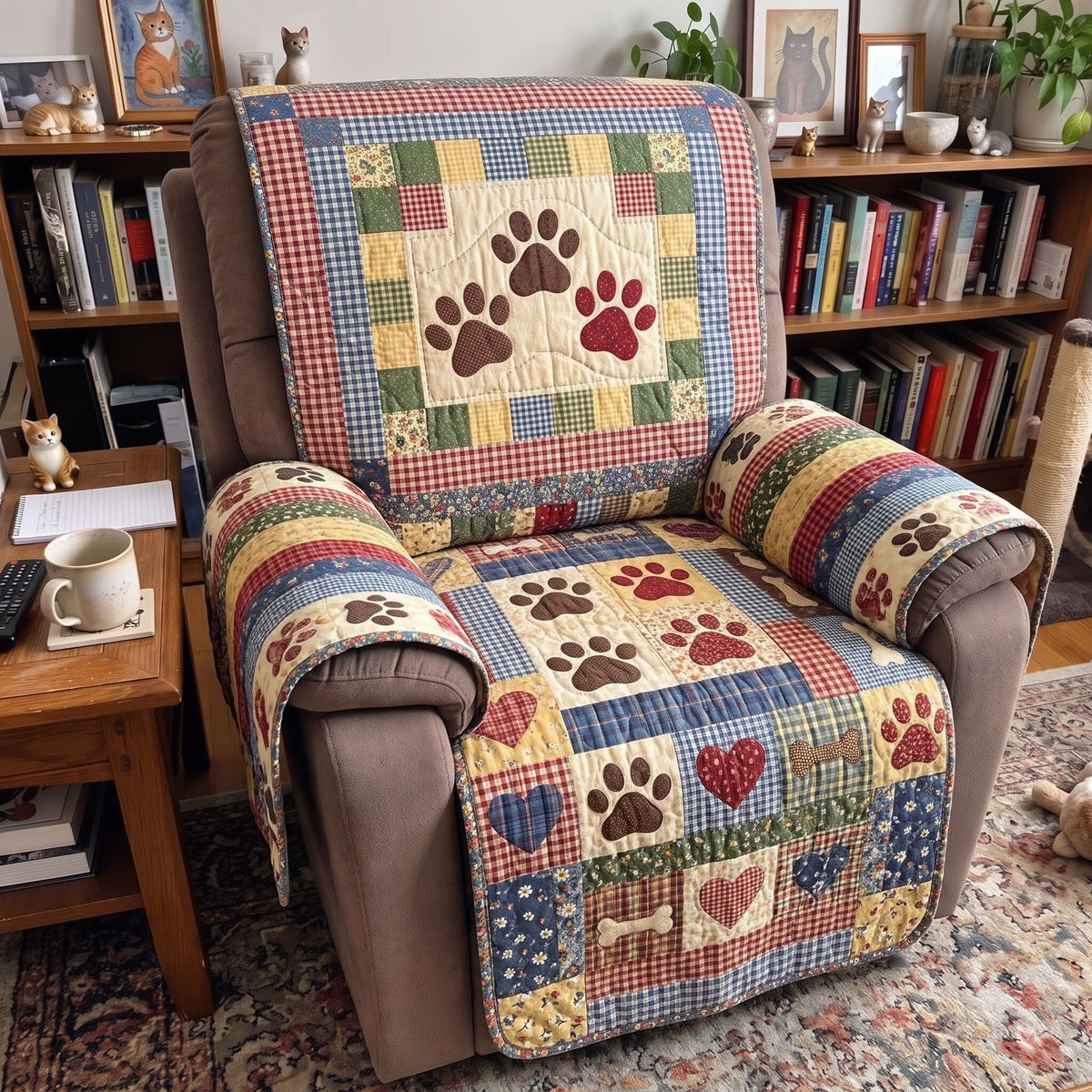 Paw Print Quilted Sofa Cover GFTONMU4029