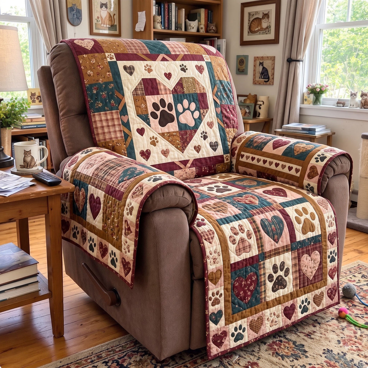 Paw Print Quilted Sofa Cover GFTONMU4030