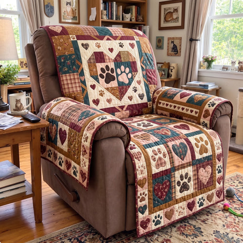 Paw Print Quilted Sofa Cover GFTONMU4030