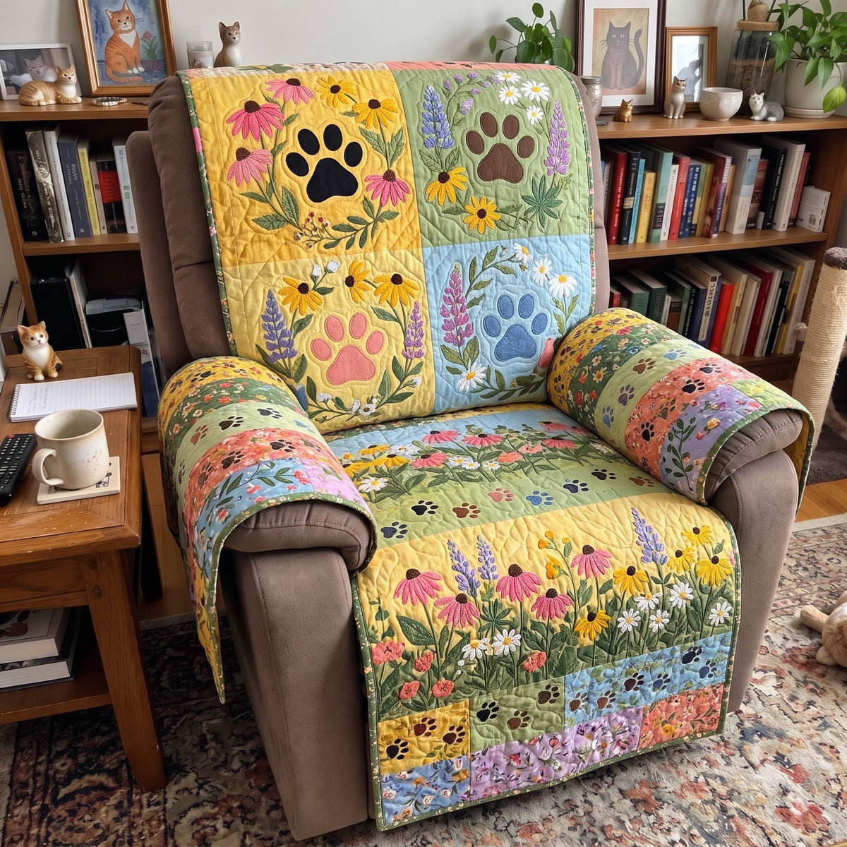 Paw Print Quilted Sofa Cover GFTONMU4037