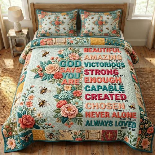 Floral Bible 3-Piece Quilted Bedding Set GFTONMU404