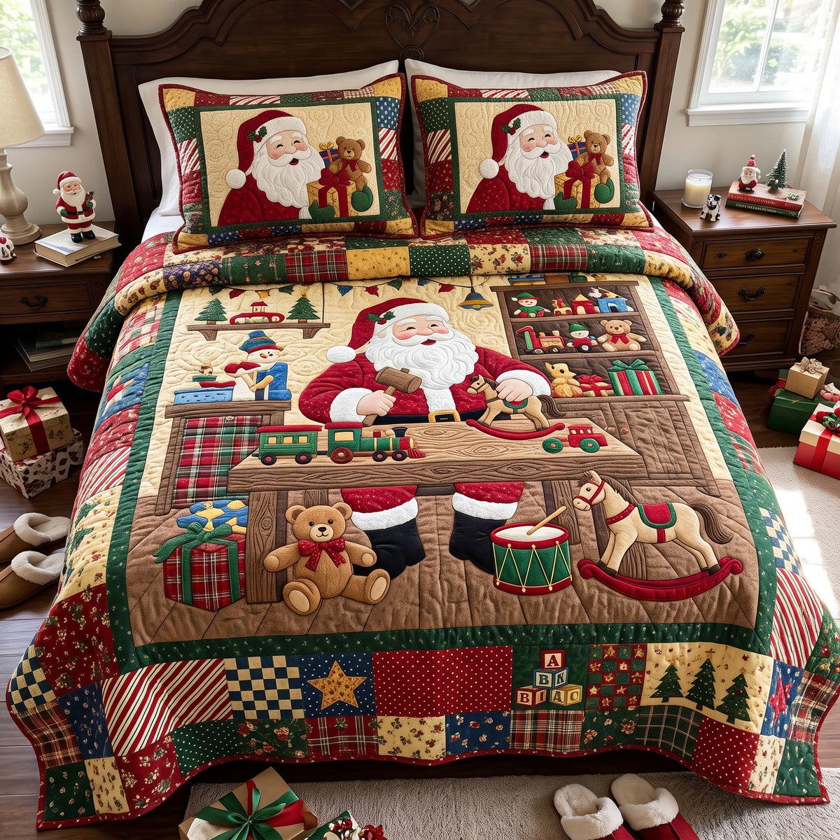 Santa Claus 3-Piece Quilted Bedding Set GFTONMU4047