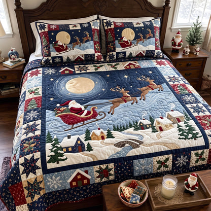 Santa Claus 3-Piece Quilted Bedding Set GFTONMU4048