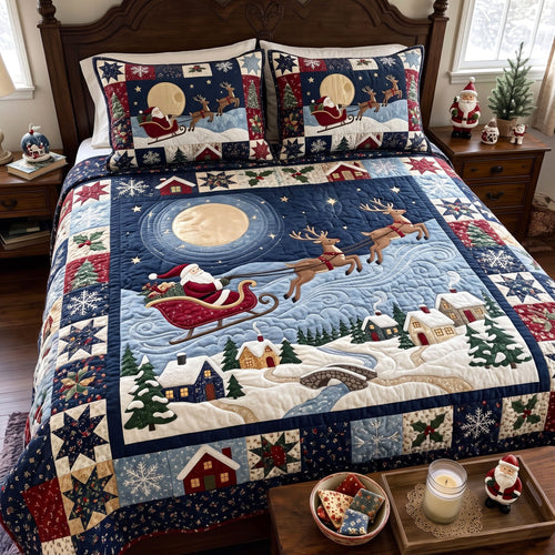 Santa Claus 3-Piece Quilted Bedding Set GFTONMU4048