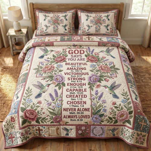 Floral Bible 3-Quilted Bedding Set GFTONMU405
