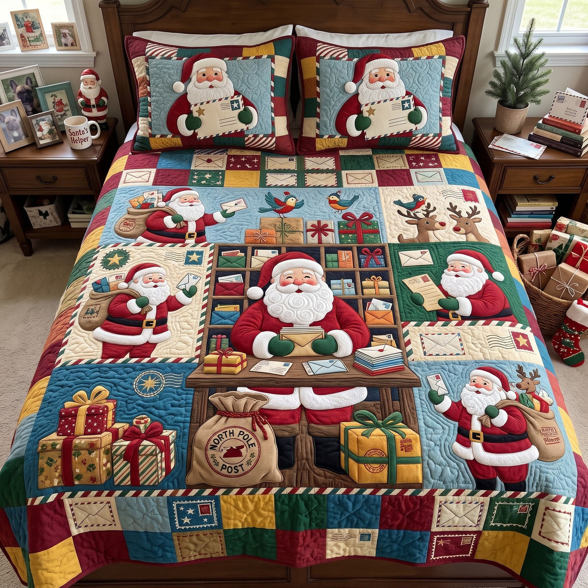 Santa Claus 3-Piece Quilted Bedding Set GFTONMU4056