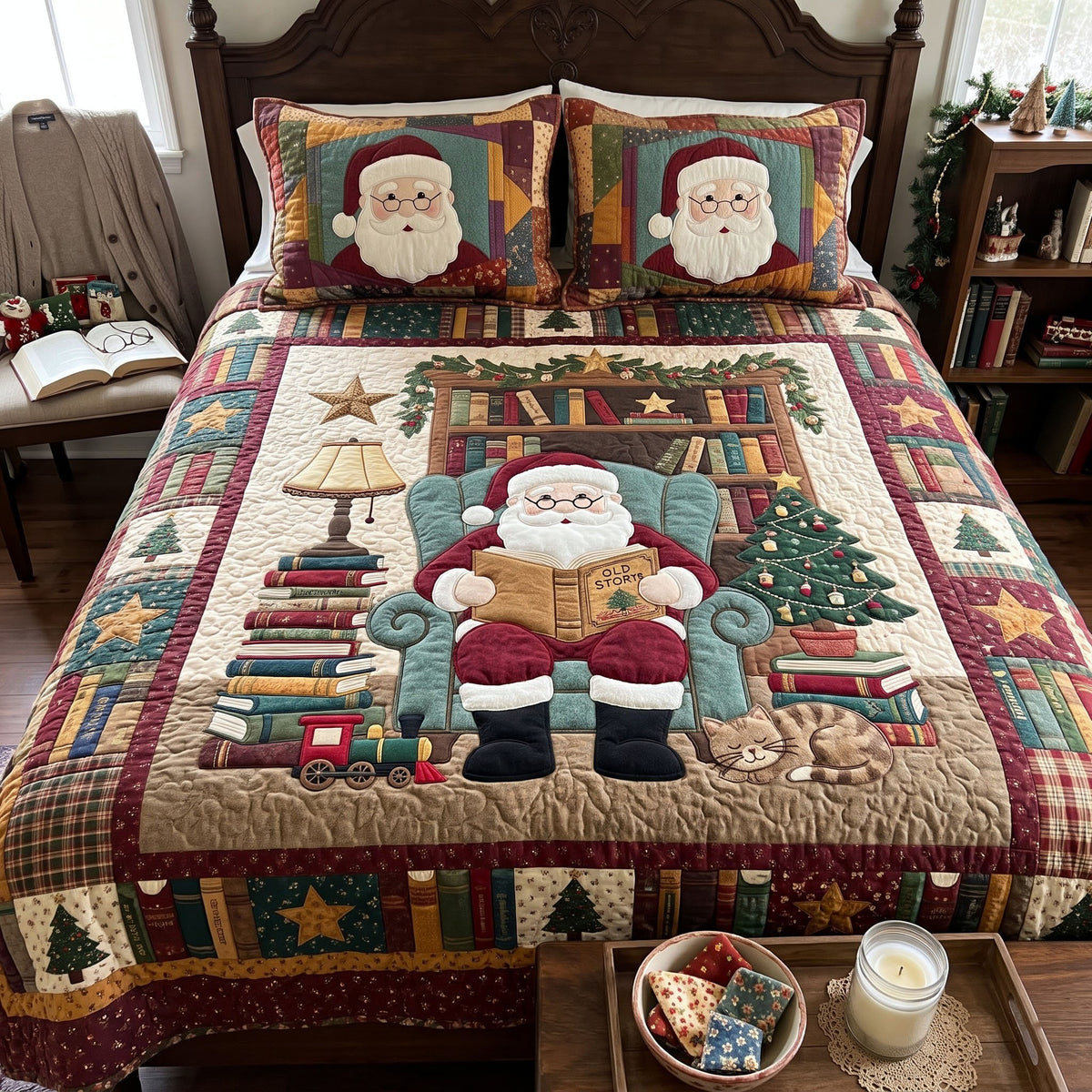 Santa Claus 3-Piece Quilted Bedding Set GFTONMU4058