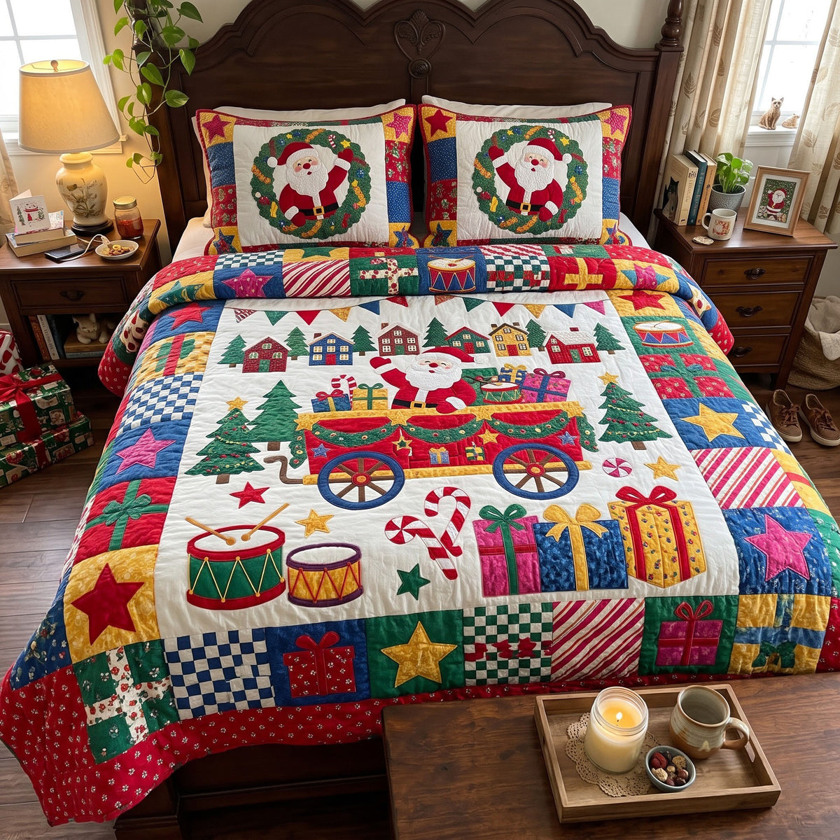 Santa Claus 3-Piece Quilted Bedding Set GFTONMU4059